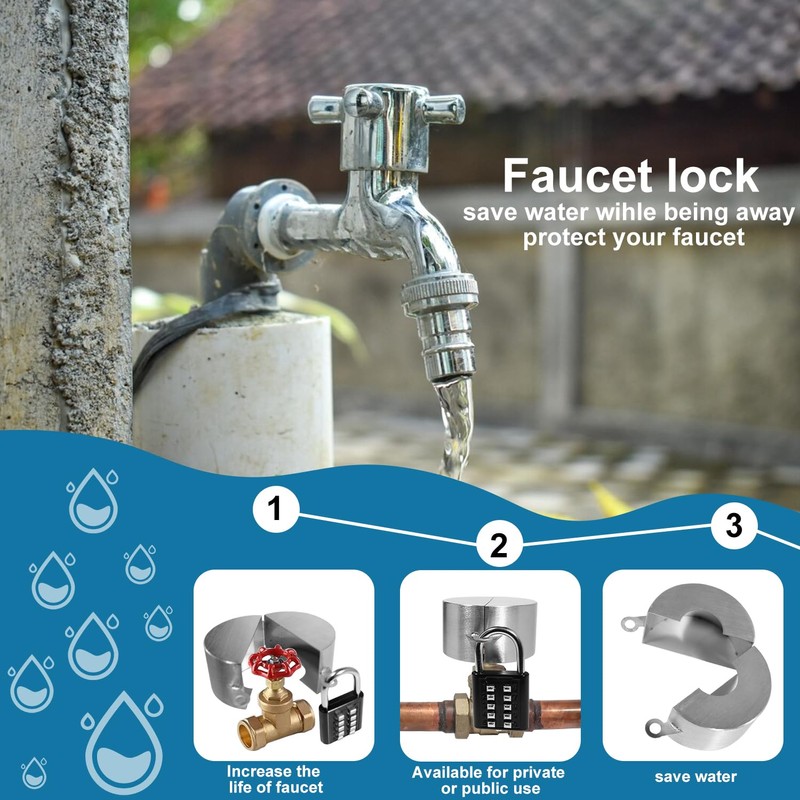 Water Spigot Lock with Padlock, Faucet Locks Outdoor Made of