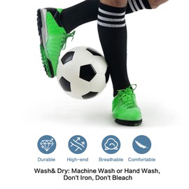 BONANGEL 4 Pairs Kids Football Socks Boys Girls 6-8 9-12 Years Knee High School Socks Black White Athletic Long Sleeves Cotton Sports Soccer Training Socks for Junior