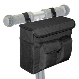 Mobility Scooter Bag,Mobility Scooter Caddy – Convenient Organizer Pouch with 14 Inches Laptop Pocket and 2 Cup Holders (Black)