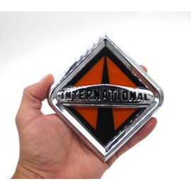 Generic Compatible with International Truck Front Hood Grille Emblem - Chrome/Orange 3550901C2 5"" W X 5.5"" H Adhesive Resin, DLF5852FGHT