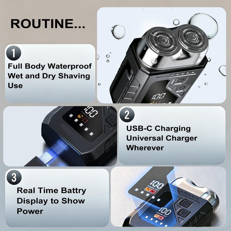 Electric Shaver and Nose Hair Trimmer 2-in-1, Portable Mini Shavers