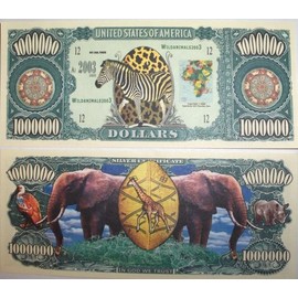 Set of 10 Bills-Wild Safari Million Dollar Bill