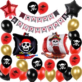 Pirate Birthday Party Decorations with Pirate Theme Party Happy Birthday Banner and Pirate Ship Balloons