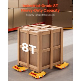 VEVOR 4PCS Machinery Skates Dollies, 17,637 lb Heavy Duty Equipment Moving Skates with 4 PU Wheels, 360° Rotation Non-Slip Cap, Low-Profile Industrial Mover Rollers for Factory, Warehouse, Workshop