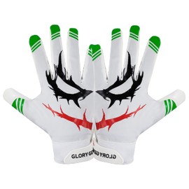Influitive Gears Youth Football Gloves American Wide Receiver Football Gloves for Adult Men Women and Boys with Super Sticky Silicone Grip Palms Ultimate Performance Booster (Joker 1.0, Adult Large)