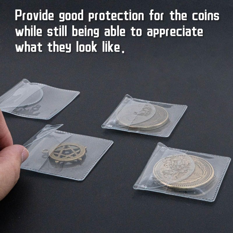 80 Pcs Single Pocket Coin Sleeves - Plastic Holders for