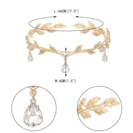 deegbbyi Elf Headpiece, Fine, Elf Crown, Princess Crystal Crown, Retro Elf Headpiece, for Cosplay, Weddings, Carnivals, Christmas, Birthday