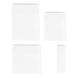 ESJNNK Transparent Sticky Notes, 4 Sizes, 50 Sheets Each White Writable Sticky Heading Note Memo Film Translucent Sticky Notepad School Textbook Message Planner Annotation