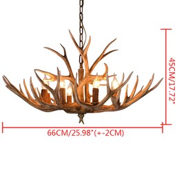 Gdrasuya10 Retro Resin Antler Chandelier, Vintage Antler Chandelier Deer Horn Pendent Light Fixture for Living Room Dining Room Bedroom Christmas,Without Bulb (B)