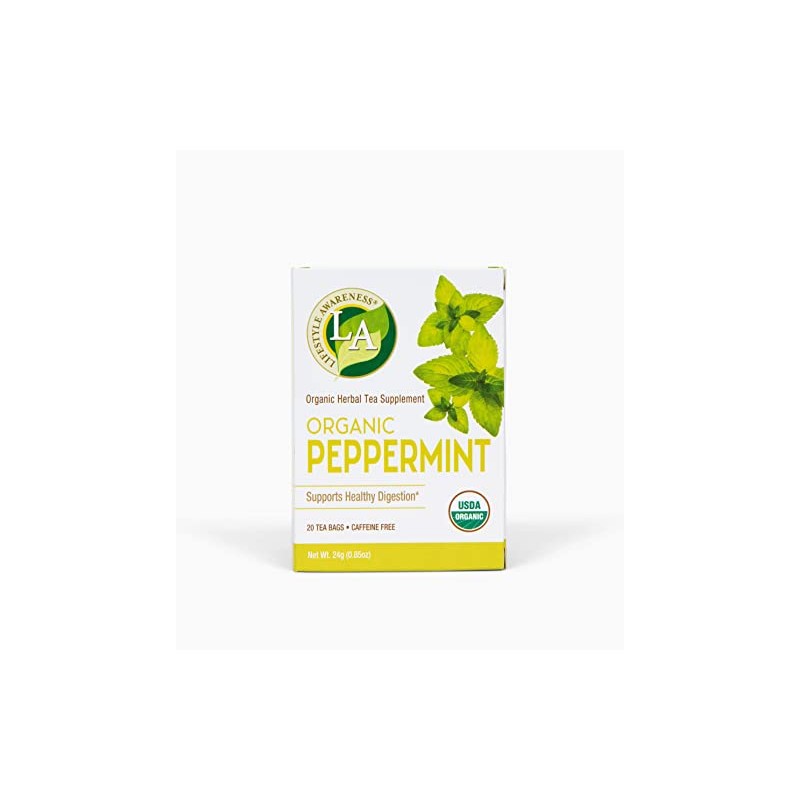 Lifestyle Awareness Organic Peppermint Tea, Caffeine Free, 20 Tea Bags