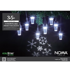 NOMA Snowflake Pattern Projector Christmas String Lights, 8 Warm White Projector Bulbs, 14 m