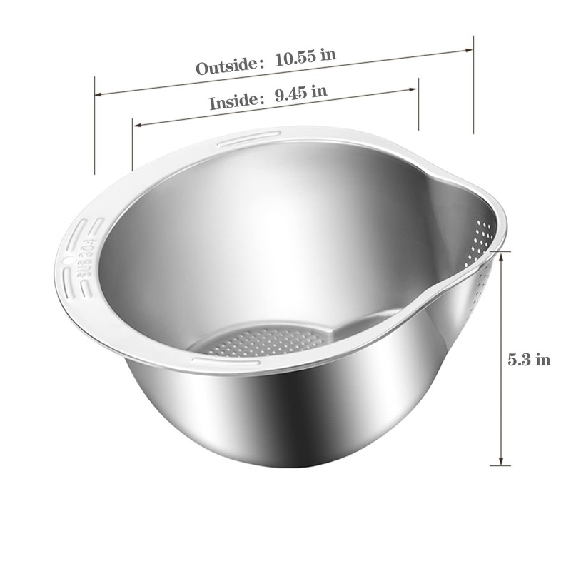 Rice Washer Strainer Bowl - 4-in-1 Washing Bowl for Quinoa,