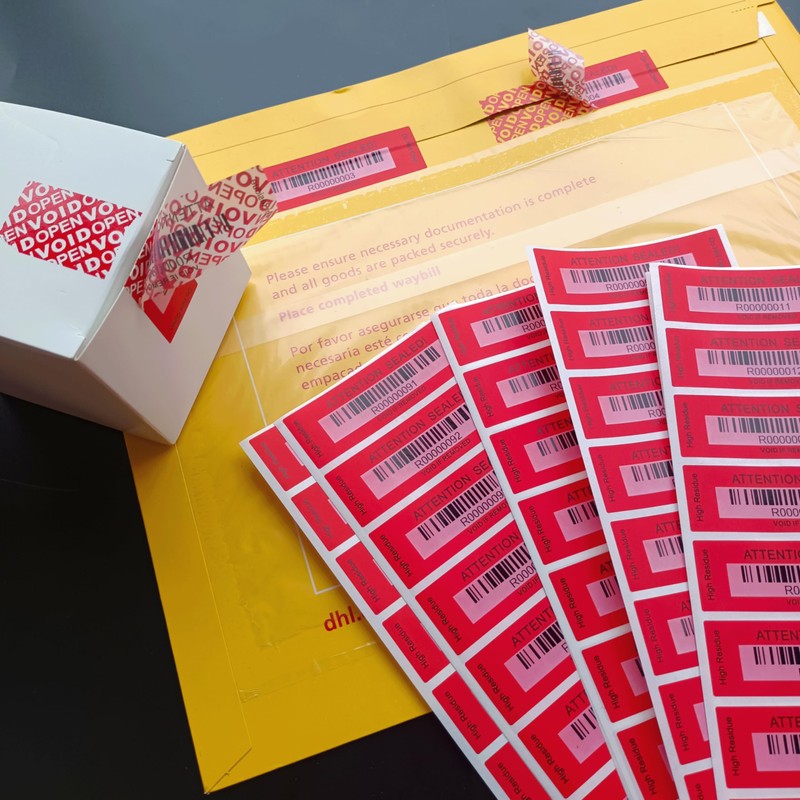 120 pcs Tamper Evident Label Sticker with Bar Code Security