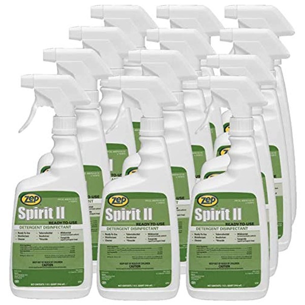 Zep Spirit Ii Germicidal Disinfectant Cleaner - 32 Ounces (Case Of 12) 67909 - Powerful Detergent System Quickly Cuts Through Grease And Heavy Soil To Allow For Easy Wiping