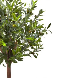Nearly Natural 5960 4.5' Olive Topiary Tree with European Barrel Planter