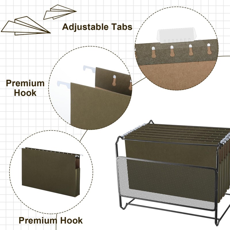 Resholder 20 Pack Extra Capacity Hanging File Folders with Tabs