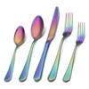 Rainbow Silverware Set,SHARECOOK 20-Piece Stainless Steel Flatware Set with Round