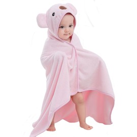 Hilmocho Baby Bath Towel with Hood Newborn Toddler Soft Warm Coral Velvet Swimming Shower Towel Portable Blanket 110 x 68 cm