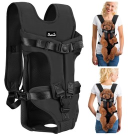 Lukovee Dog Backpack Carrier, Legs Out Easy-fit Dog Front Carrier for Small Medium Dogs,Adjustable Hands Free Dog Chest Carrier for Hiking Cycling (Black,X-Large)