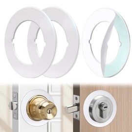 Vizava 2 Pcs Upgraded Door Knob Plates with Double-Sided Tape –Thick Stainless Steel Scar Plates for Deadbolts & Knobs, Durable Door Lock Hole Covers for Fixing Loose Knobs and Damaged Areas(White)