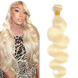 Tuheerst Body Wave Human Hair Bundles #613 Blonde Human Hair Extensions Real Hair Wefts Bundles Single Bundle Double Weft Remy Hair for Woman 12 Inches