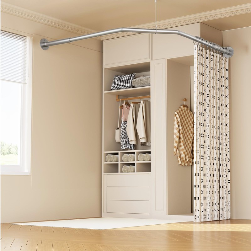Diamond Shaped Shower Curtain Rod, Adjustable [Both Sides: 22.5" -