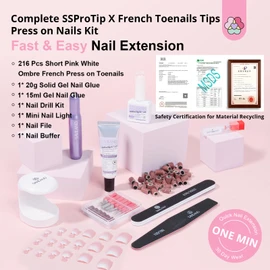 Saviland Nail Tip and Glue Gel Kit - 500 Nails Full Coverage Square Nail Tips 30ML Nail Glue 7