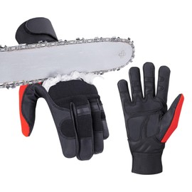 SAFTA Chainsaw Gloves, Cut Resistant Gloves with 17-Layer Protection on Left hand, Safety Forestry Work Gloves, Thorn proof Gardening Gloves. (M)
