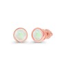 Rose Gold Plated 925 Sterling Silver 4mm Round Bezel Set Natural Opal October Birthstone Screwback Stud Earrings