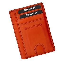 Glamicci Slim Wallet for Men | RFID Protected Minimalist Card Wallet | Credit Card Holder | Slim Mens Wallets & Thin Wallet-RCH1 (Orange)