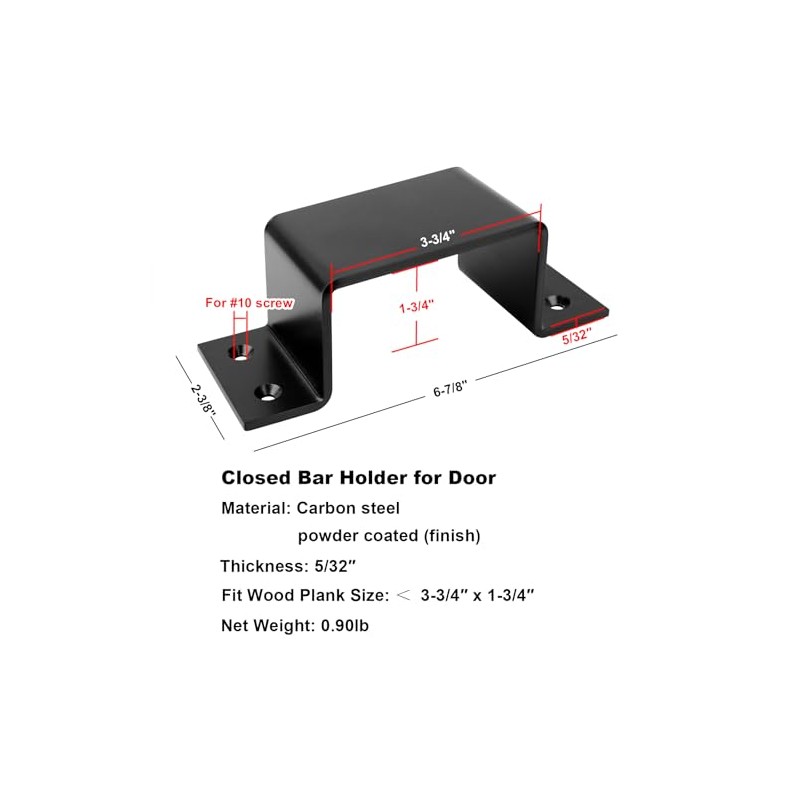 heneng 4 Pcs Black Closed Bar Holder for Door Barricade,
