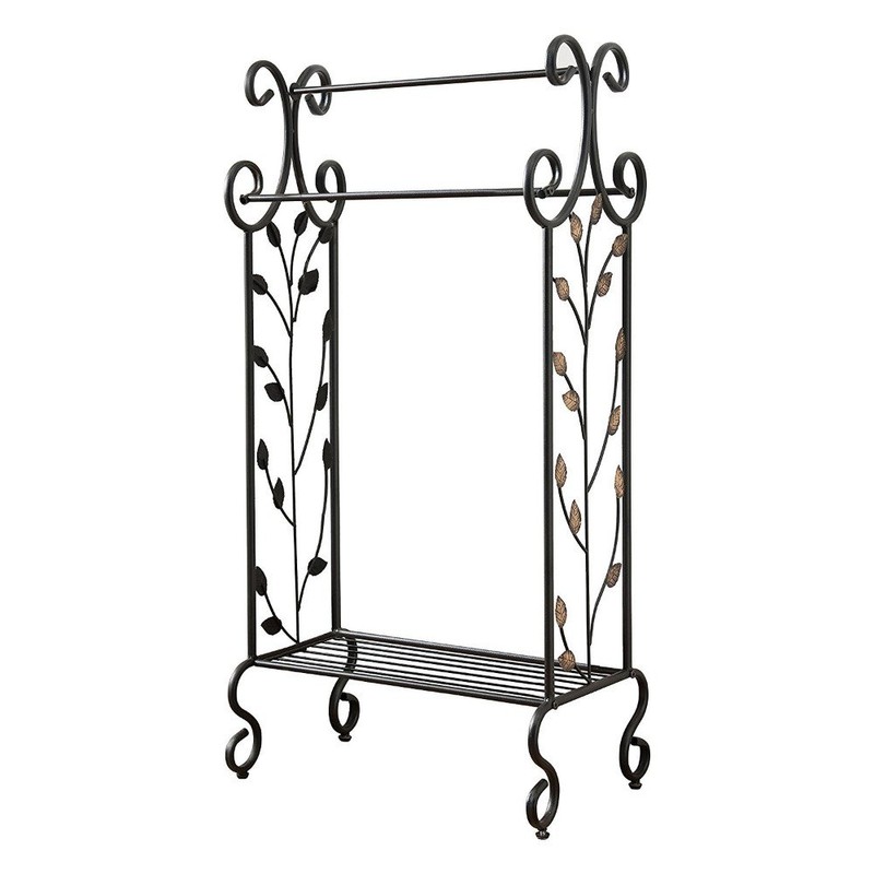 Kings Brand Furniture Black Metal with Gold Leaf Free Towel