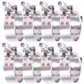 Hilitchi 8Pcs Stainless Steel T-Bolt Clamps with Rounded Band Edges Heavy Duty Turbo Intake Intercooler Clamp (38-43MM) for 1 3/16 Inch
