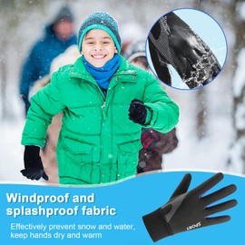 CubePlug Kids Winter Sports Cycling Gloves - Children Windproof Anti-slip Thermal Outdoor Touchscreen Gloves for Boys Girls Age 4-12 Years Bike Mitts Riding Running Warm Hiking Ski (Blue, M)