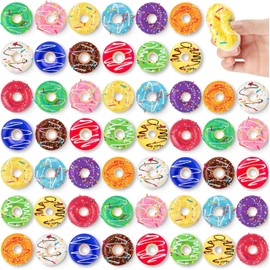 52Pcs Rainbow Donut Stress Balls, Artificial Donut Stress Balls for Stress Relief, Mini Donut Birthday Gifts, Christmas, Goodie Bag Fillers