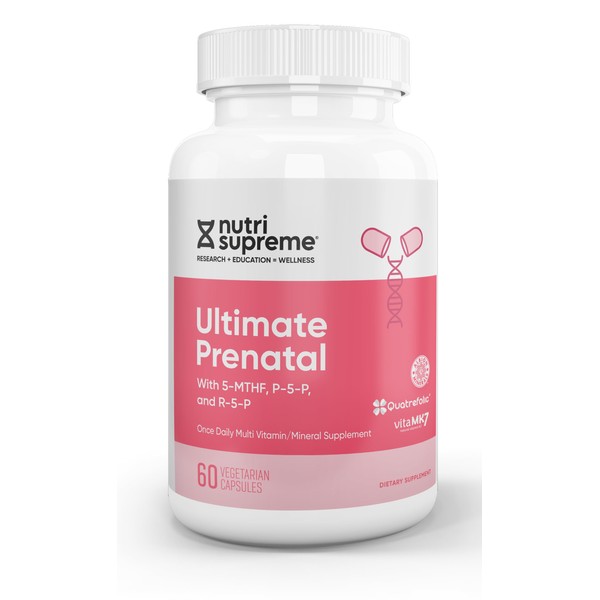 Nutri Supreme Prenatal Vitamin, Prenatal Vitamins Supplement for Women with Highly Absorbable Methyl Folate, One Per Day Prenatal Multivitamin with Iron, Kosher, Capsules, 60 Count