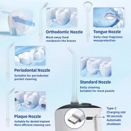 Aqua Shine 2025 Cordless Water Flosser – Advanced Teeth Cleaning Oral Irrigator with 4 Modes, 300ML Water Tank, IPX7 Waterproof, Low Noise, and Rechargeable Dental Jet for Home & Travel