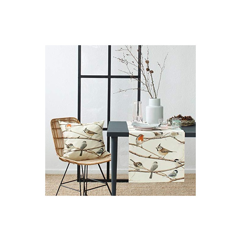 APELT Table Runner Winter World Cotton Birds Size 46 x