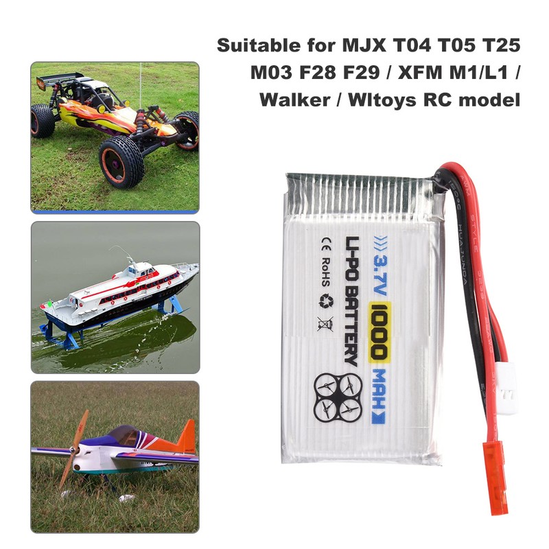 ENGPOW 3.7V 1000mAh 25C JST Plug Rechargeable LiPo Battery for
