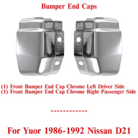 US AUTO PARTS PLUS New Front Bumper End Caps Chrome Without Pad Holes Right Passenger & Left Driver Side Direct Replacement For Nissan D21 1986-1992 6202437G00 6202537G00 NI1005108 NI1004135