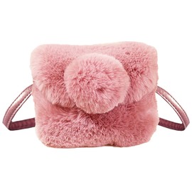 Mini Handbag Kids Girls Plush Shoulder Bag for Children Ages 1-3 Years Suitable for Key, Handkerchief, Mask, Card Storage, pink
