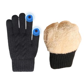 JiaYouLC Winter Fleece Lined Thermal Gloves for Women Men Winter warm Touch Screen Gloves for Skiing Cycling Shopping Outdoor (Black, Women)