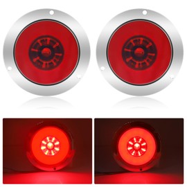 YnGia Round Truck Tail Light 2PCS 24 LED Running Light Rear Brake Stop Light Indicator Marker Tail Lamp 24V for Trailer Truck Caravan Camper Tractor Lorry Van (Red)