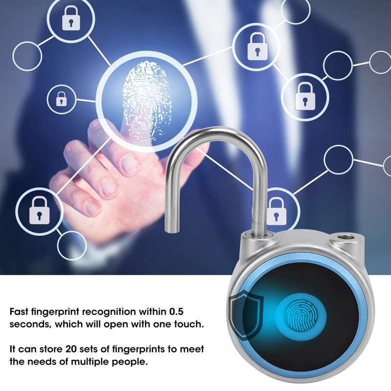 GS50F Smart Padlock IP65 Waterproof USB Charging Pure Fingerprint Luggage
