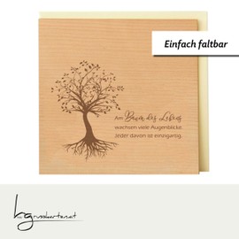 Original Holzgrußkarte - Baum des Lebens - tiefe Wurzeln - 100% handmade in Österreich, aus Kirschholz gefertigte Geschenkkarte, Grußkarte, Postkarte, Klappkarte
