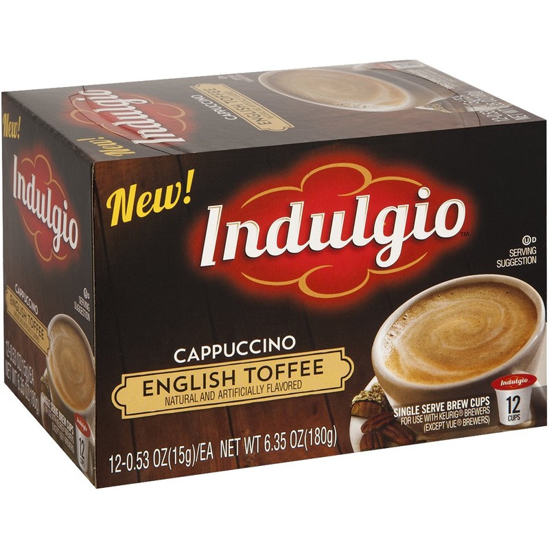 Indulgio Cappuccino, English Toffee, 12-Count Single Serve Cup for Keurig