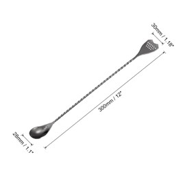 sourcing map Bar Spoon Cocktail Mixing Spoon, 1Pcs 12-Inch Stainless Steel Long Handle Spoon Double Head Stirrer with Spiral Pattern for Coffee Beverage Cocktail Drink, Black