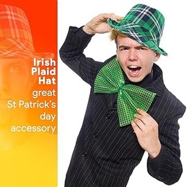 Irish Plaid Green Fedora - St. Patrick's Day Costume Accessories Leprechaun Hat For Men Women and Kids