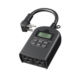 DEWENWILS Outdoor Timer Outlet Waterproof, Outdoor Digital Timer for Lights, Programmable with 2 Grounded Outlets, for Home and Garden, 15A, 1/2HP, Heavy Duty, ETL Listed