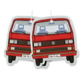 BRISA VW Collection - Volkswagen T3 Bulli Bus Luft-Erfrischer, Duft-Spender, Duft-Baum fürs Auto/KFZ (Vanille/Rot/2ER Set)